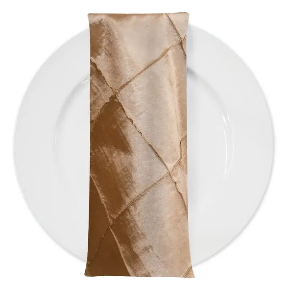 200pcs - 4" Pintuck Taffeta Table Napkin 18"x18" Square - Taupe Gold