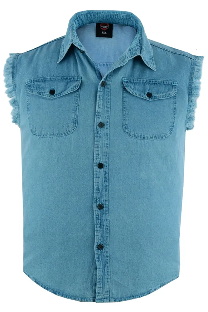 DM6002 Men's Lightweight Sleeveless Denim Shirt - Blue