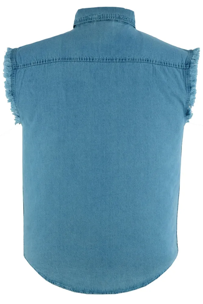 DM6002 Men's Lightweight Sleeveless Denim Shirt - Blue
