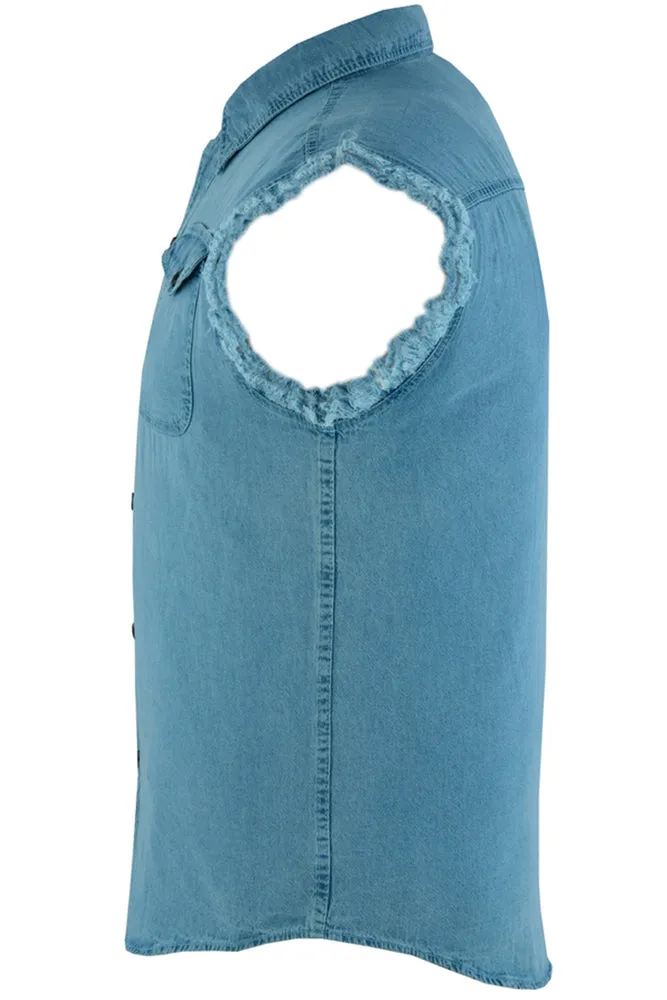 DM6002 Men's Lightweight Sleeveless Denim Shirt - Blue