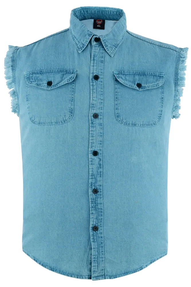 DM6002 Men's Lightweight Sleeveless Denim Shirt - Blue