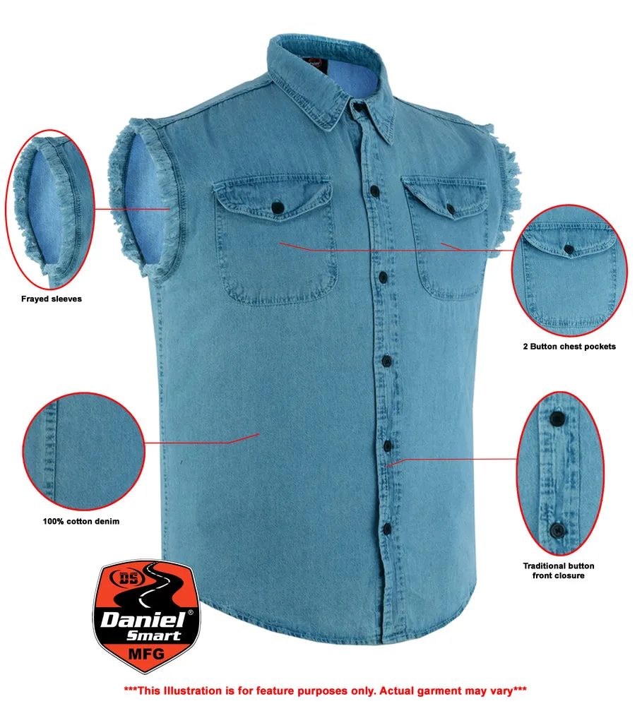 DM6002 Men's Lightweight Sleeveless Denim Shirt - Blue