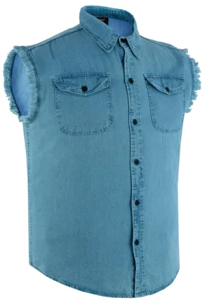 DM6002 Men's Lightweight Sleeveless Denim Shirt - Blue