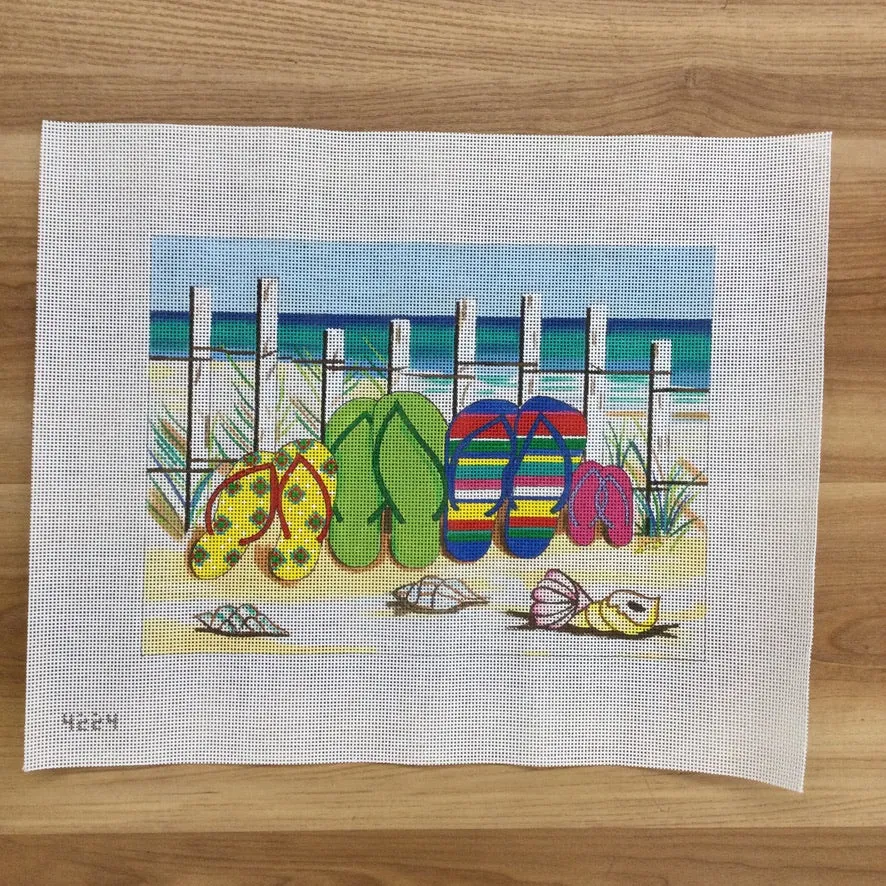 Flip Flops on Beach Canvas