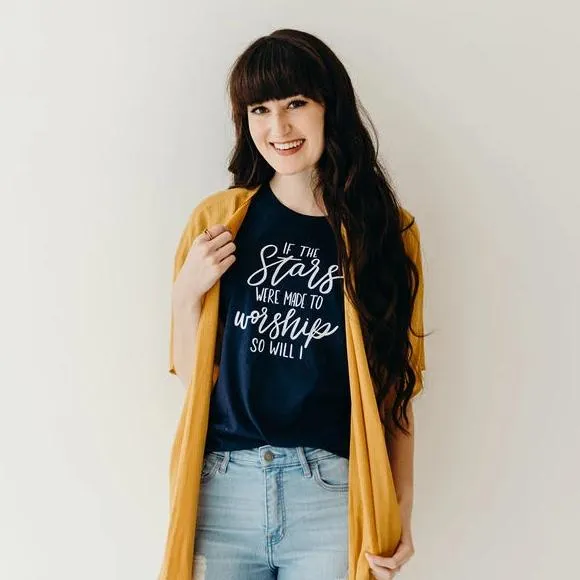 If the Stars Were Made to Worship So Will I Ladies Short Sleeve Shirt