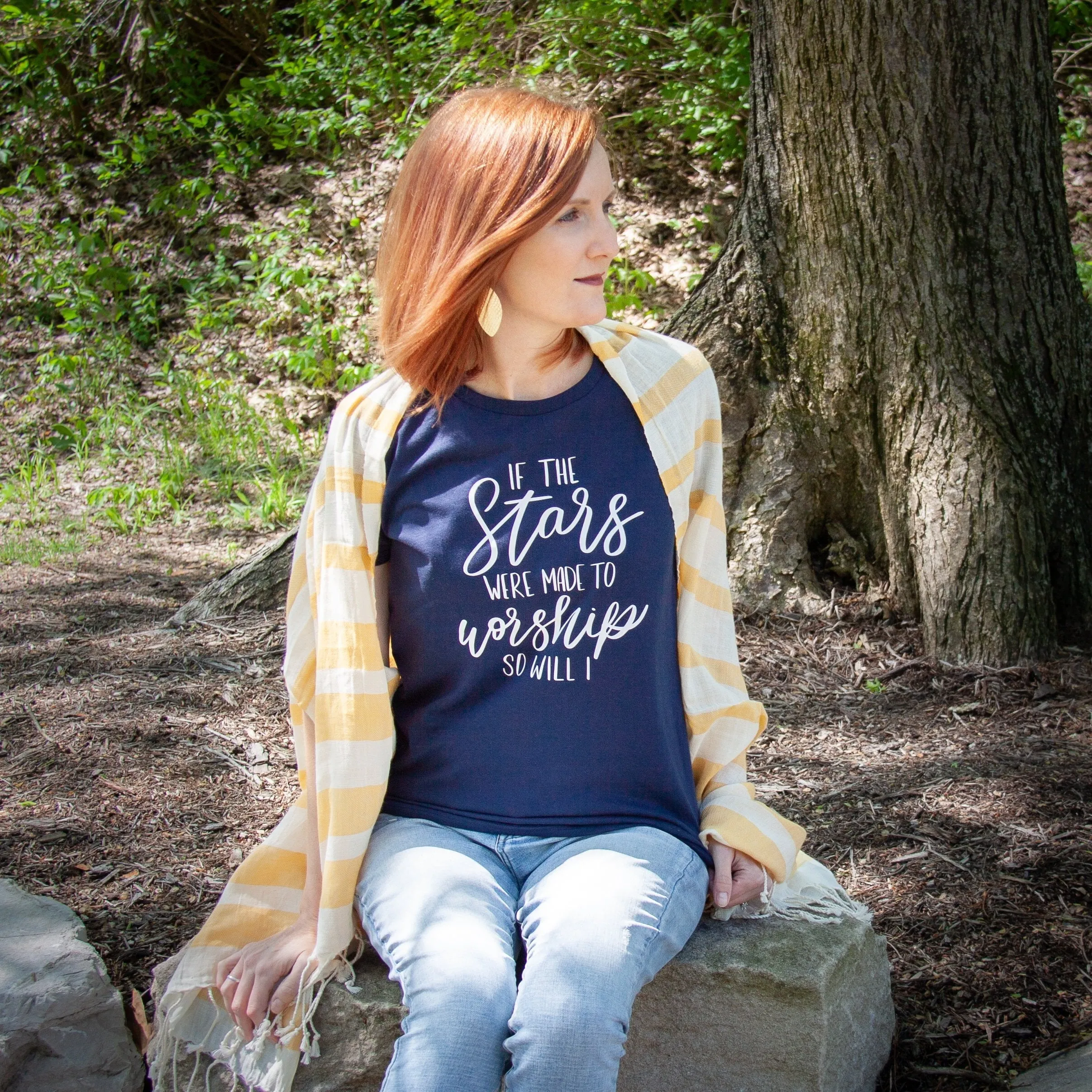 If the Stars Were Made to Worship So Will I Ladies Short Sleeve Shirt