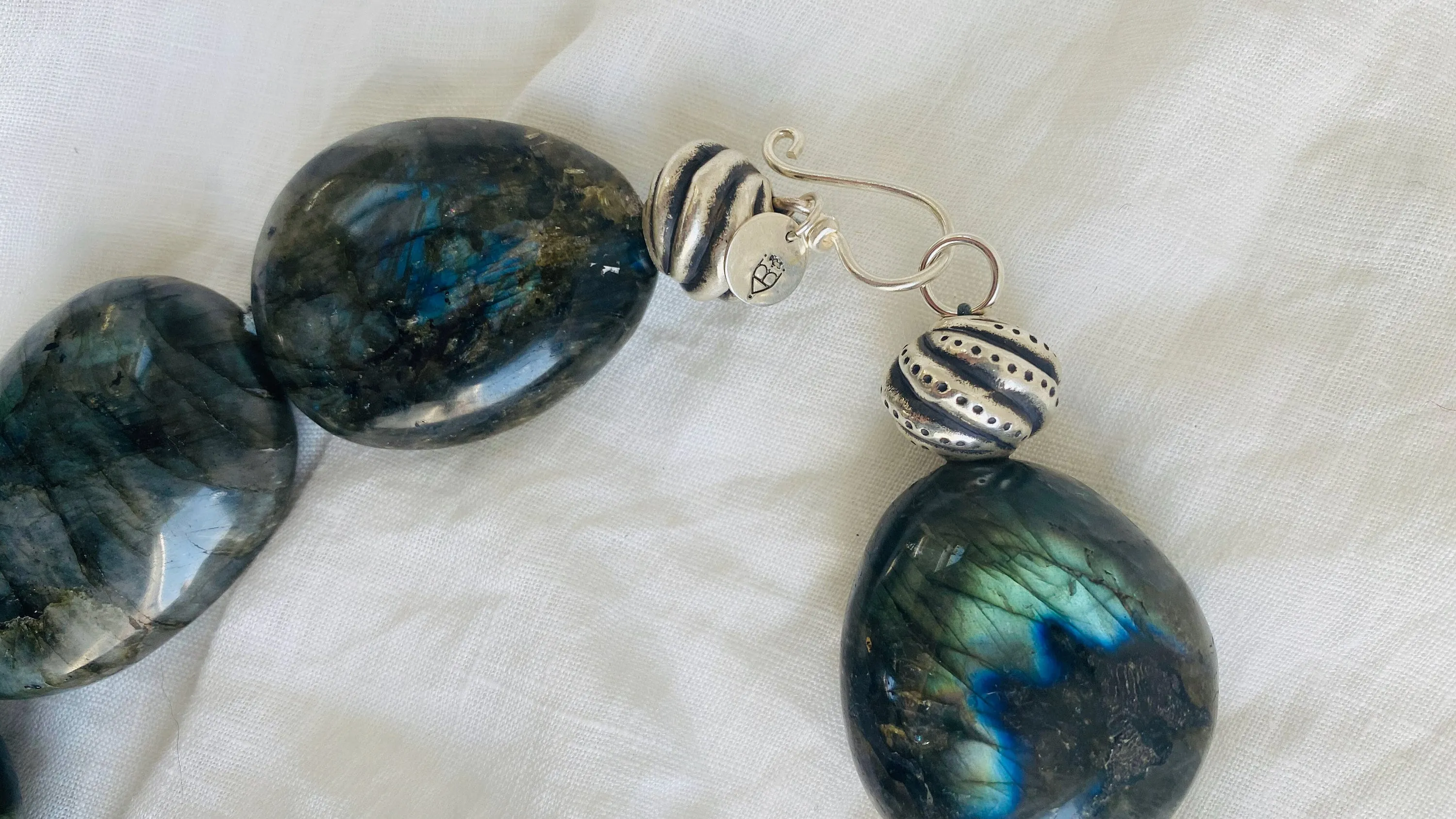 Large Labradorite Necklace. Sterling Silver.