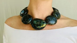 Large Labradorite Necklace. Sterling Silver.