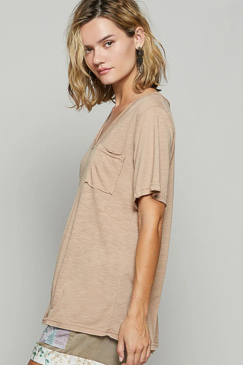 Loose Fit V-Neck Pocket Tee