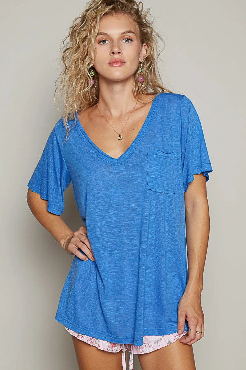 Loose Fit V-Neck Pocket Tee