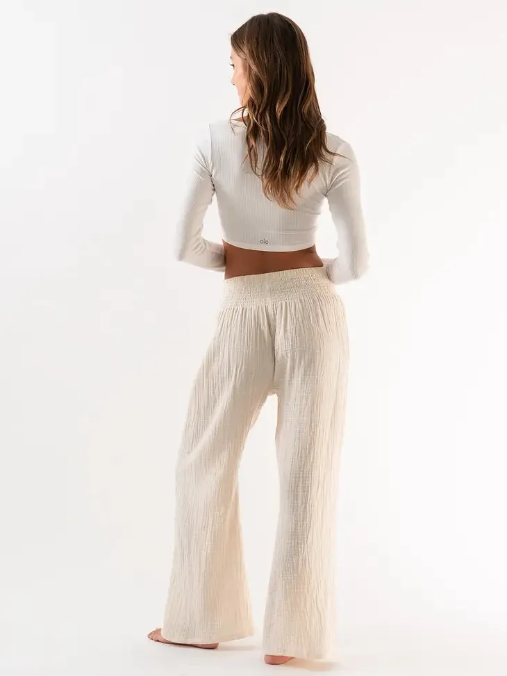 Lotus and Luna | Cream Wide Leg Cotton Pants