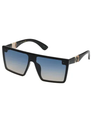 Oversized Square Shield Sunglasses in Black
