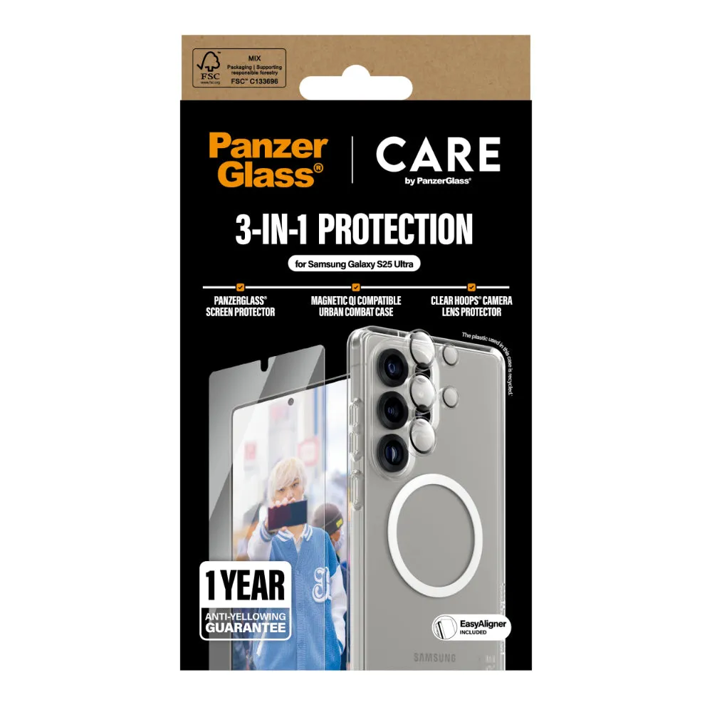 PANZERGLASS Care Samsung S25 Ultra 3-In-1 Bundle Flagship Clear
