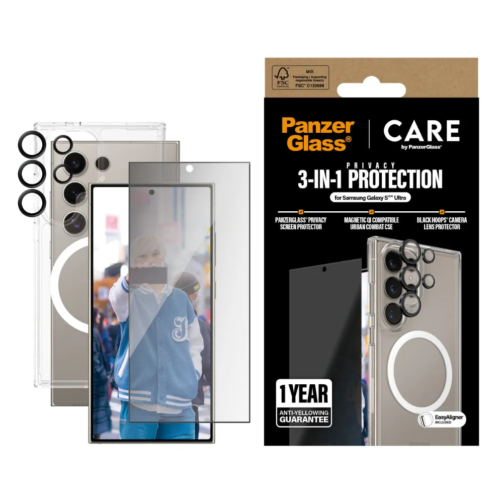 PANZERGLASS Care Samsung S25 Ultra 3-In-1 Bundle Flagship Privacy