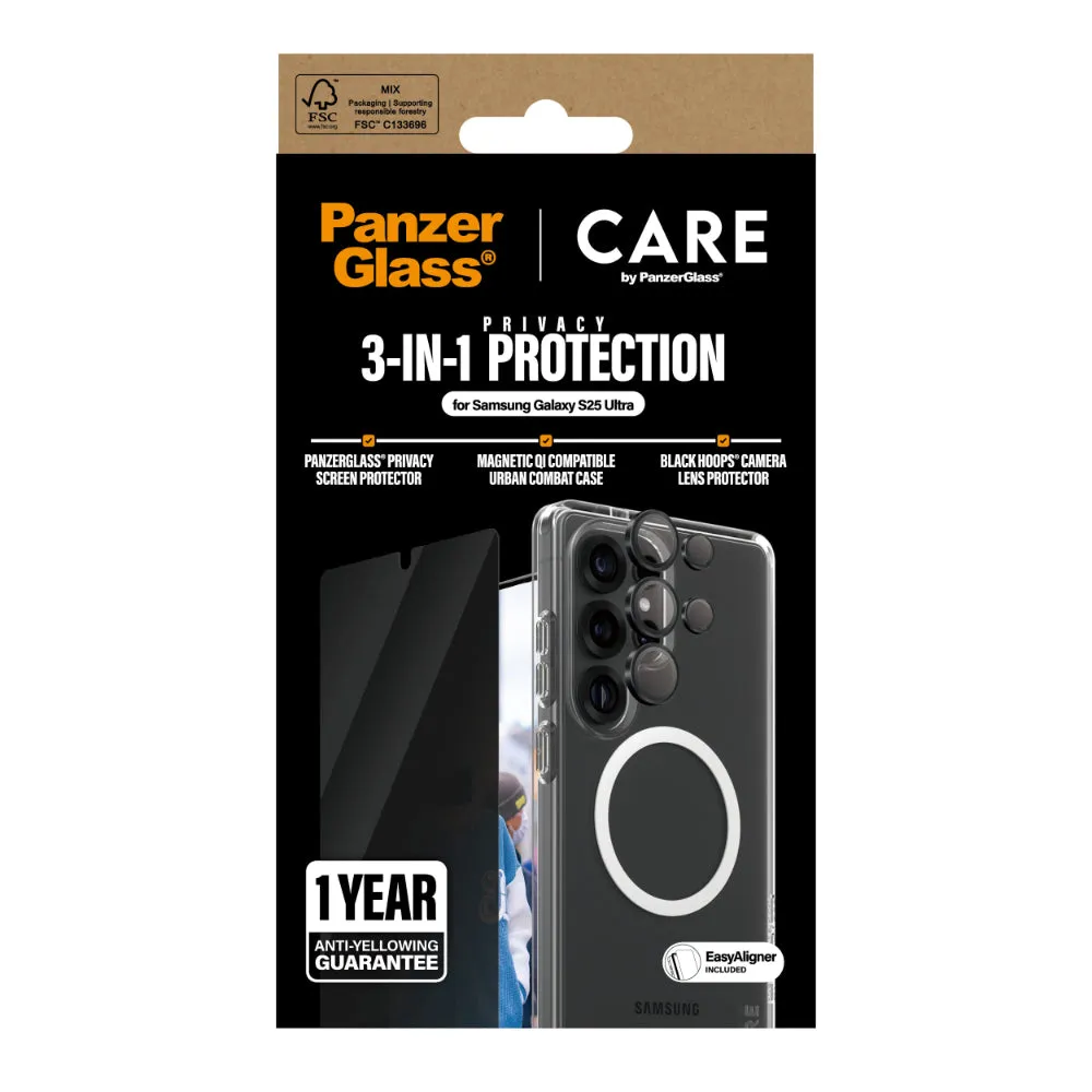PANZERGLASS Care Samsung S25 Ultra 3-In-1 Bundle Flagship Privacy