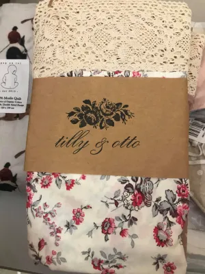 Tilly and Otto - Couture lace swaddle wrap - cream & maroon floral