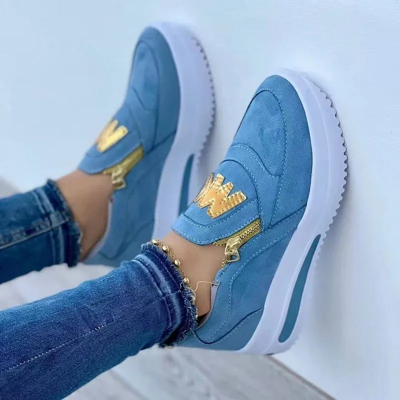 Women Side Zipper Platform Sneakers